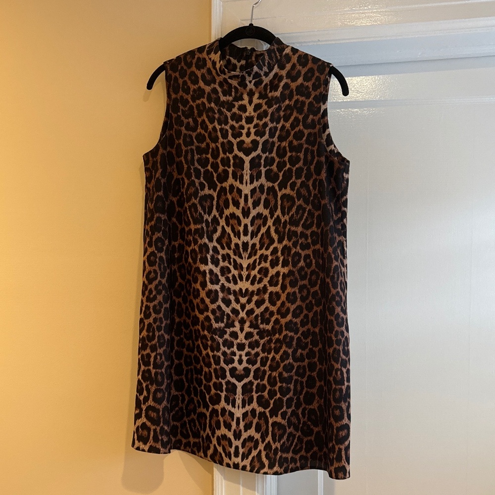 ASOS Animal Print Mock Neck Swing Dress, Size 6